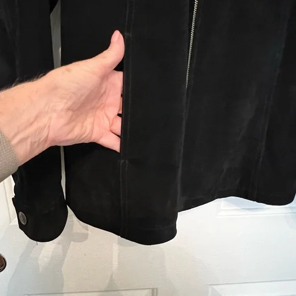 Chico’s Black suede leather jacket size 2 (12-14) - Picture 4 of 7